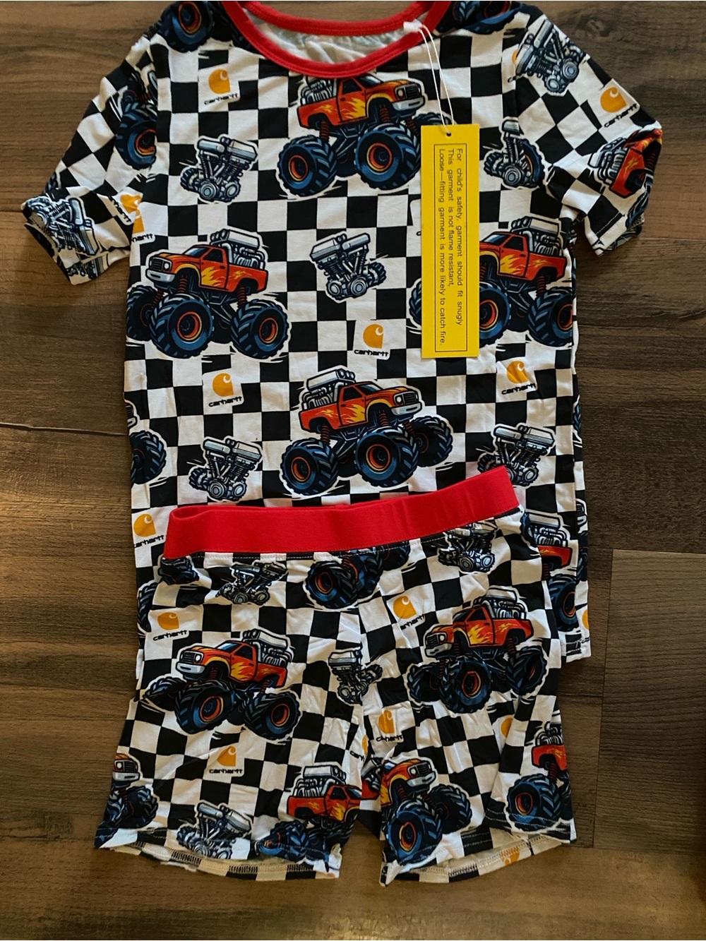 Carhartt Kids' Monster Truck Checkered Pajama Set NWT size 7/8